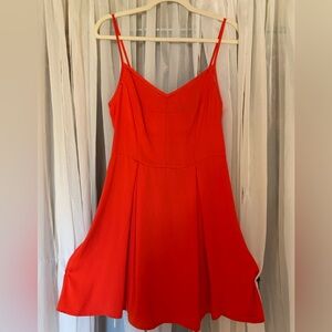 Dynamite, medium flare strap dress, colour orange red